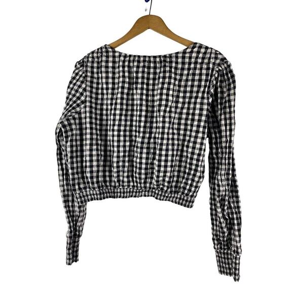 Gingham Crop Top Size XL Teens Juniors Womens Black & White Check So Coquette - Picture 4 of 8